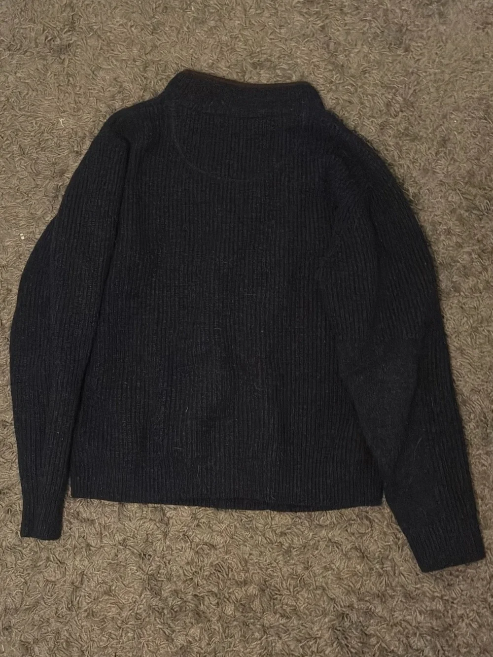 L.L. Bean Men's Navy Zip-Neck Ribbed Sweater
